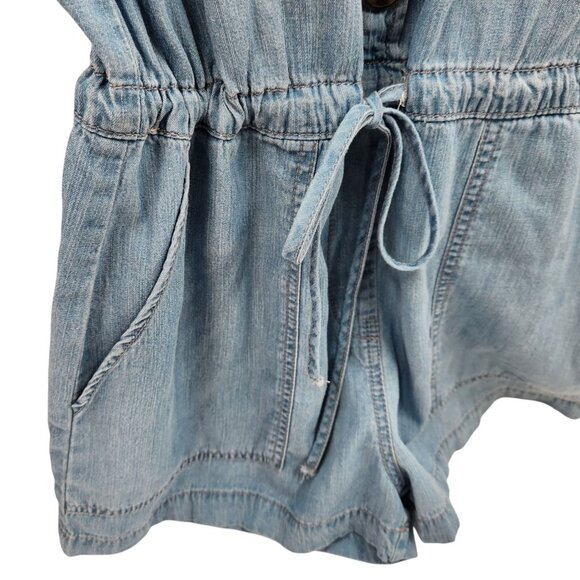 Harper Heritage Chambray Romper Long Roll-Up Sleeves Women's Size Small - Picture 6 of 16
